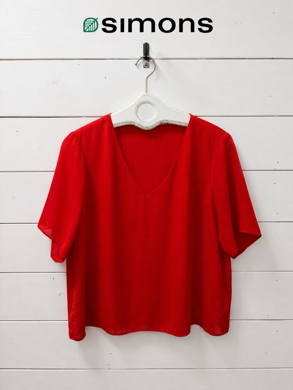 Contemporaine Boxy Blouse – Red – Size Large